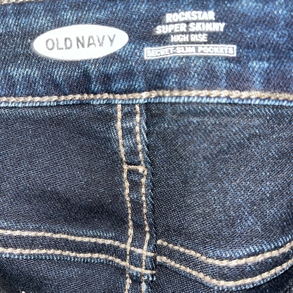 Old Navy Women's Dark Blue Distressed Skinny Jeans - Picture 2 of 8